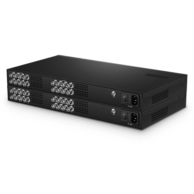 16 Channel Unidirectional HD-SDI over Optical Fiber Transmitter and Receiver Set