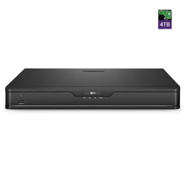 NVR202-8C-8P, 8-Channel 8-Port PoE Network Video Recorder, Record 8CH 4K@30fps, Live View/Playback 2CH 4K@30fps, Pre-Installed 4TB Hard Drive
