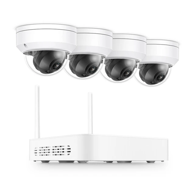 NVR402-6T-DW-K, 2MP WiFi Security Camera System, 4PCs 2MP Dome Network Camera for IP67 Weatherproof with Human Body Detect, Up to 6TB for Each HDD, 1080P 4CH, H.265