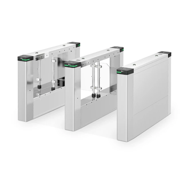 SWB950-L, Swing Barrier (Left Pedestal), 10mm PMMA/Stainless Steel Pipe, 650mm to 1050mm Lane Width, Support QR Code and IC Card