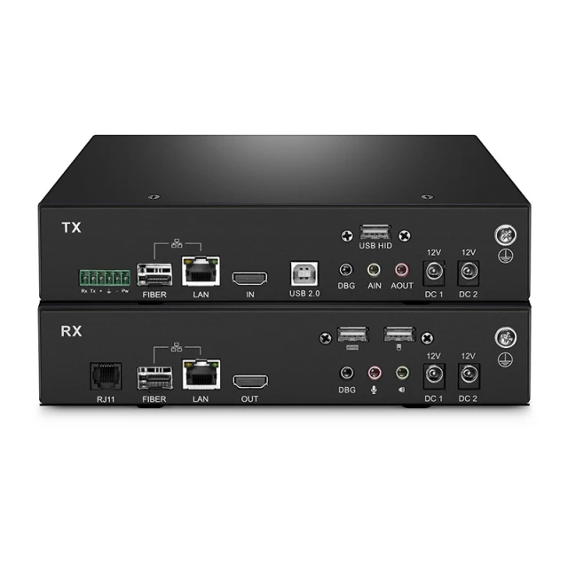 4K HDMI KVM USB HID Matrix over IP Transmitter Set with Audio and EDID via Cat5e/6/7 for 120m and SFP Fiber Optic for 20km