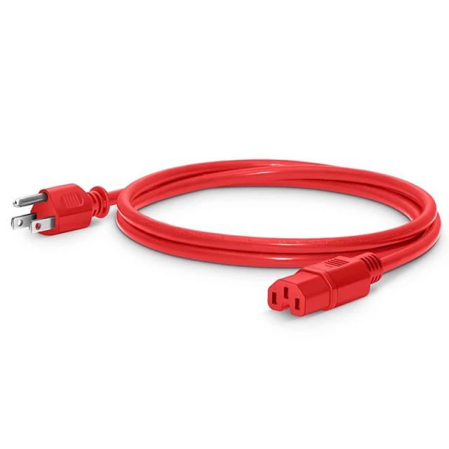 6ft (1.8m) NEMA 5-15P to IEC60320 C15 Heavy-Duty 14AWG 125V/15A Power Cord, Red