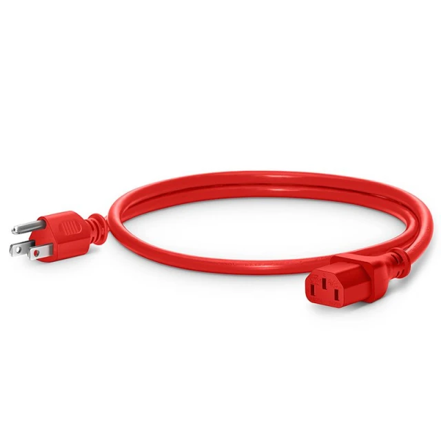3ft (0.9m) NEMA 5-15P to IEC60320 C13 16AWG 125V/10A Power Cord, Red