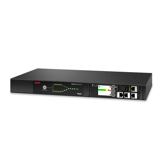 APC® NetShelter Rack Automatic Transfer Switch, 1U, 20A, 208V, 2 C20 IN, 8 C13, 1 C19 OUT