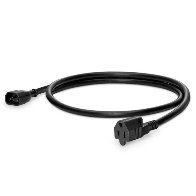 2ft (0.6m) IEC320 C14 to NEMA 5-15R 16AWG 125V/13A Power Cord, Black