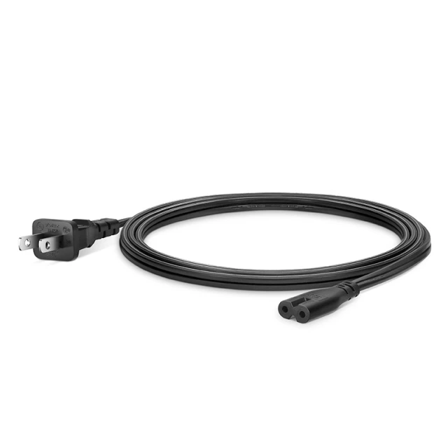 6 ft (1.8 m) NEMA 1-15P to IEC320 C7 18AWG 125V/7A Power Cord, Black