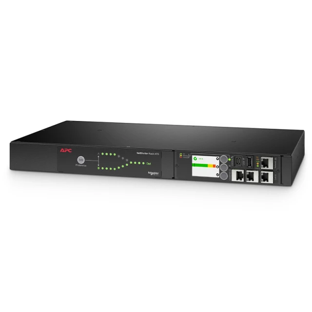 APC® NetShelter Rack Automatic Transfer Switch, 1U, 20A, 200/208V, 2 L6-20 IN, 8 C13, 1 C19 OUT