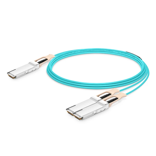 15m (49ft) NVIDIA/Mellanox MFS1S50-H015V Compatible 200G QSFP56 to 2 x 100G QSFP56 InfiniBand HDR Active Optical Breakout Cable for Quantum Switches and ConnectX-6 HCA