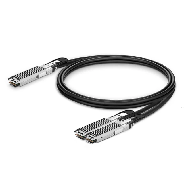 1.5m (5ft) Generic Compatible 800G OSFP Finned Top to 2 x 400G OSFP Finned Top Passive Direct Attach Copper Breakout Cable